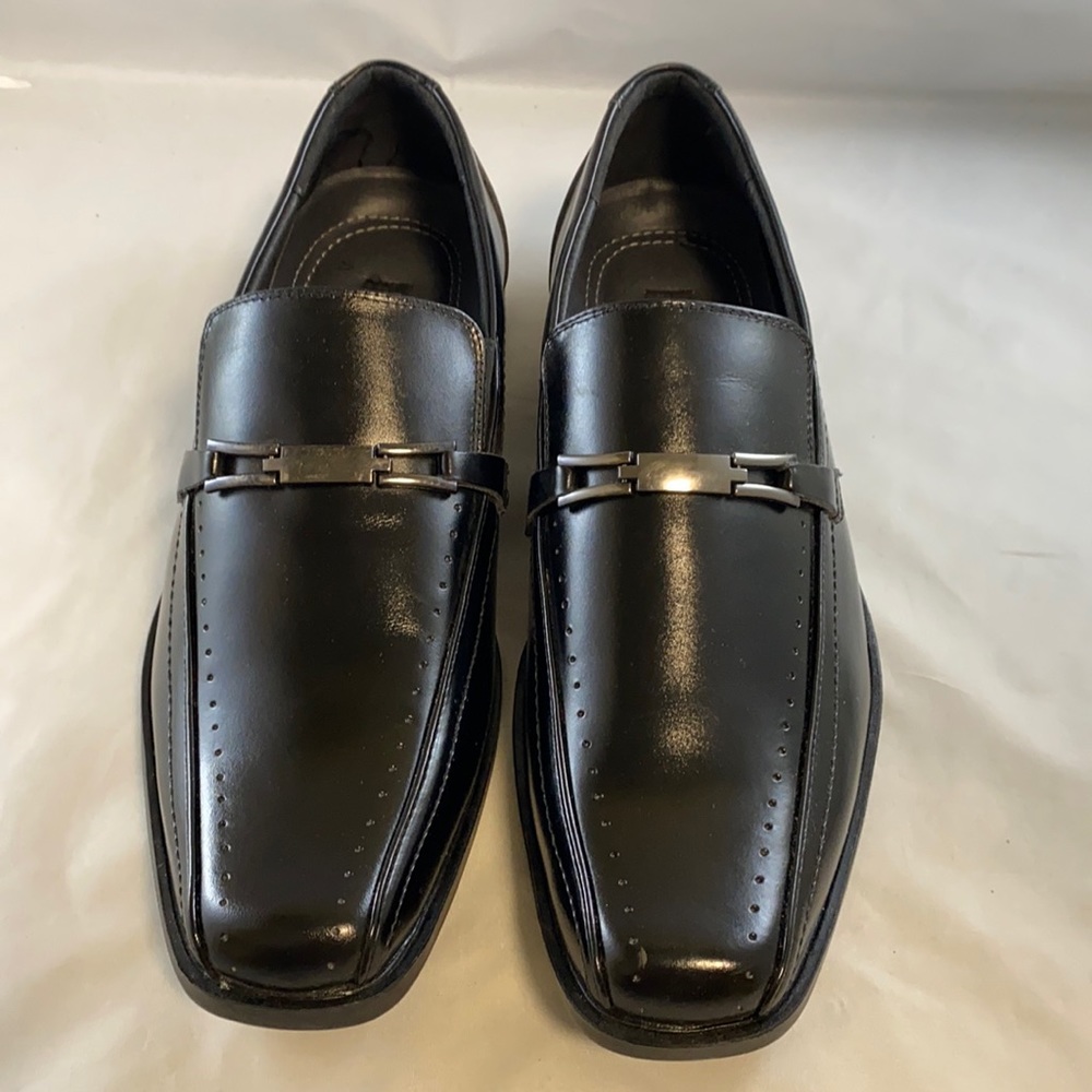 stacy adams black and gold loafers
